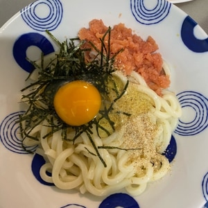 明太バター釜玉風うどん